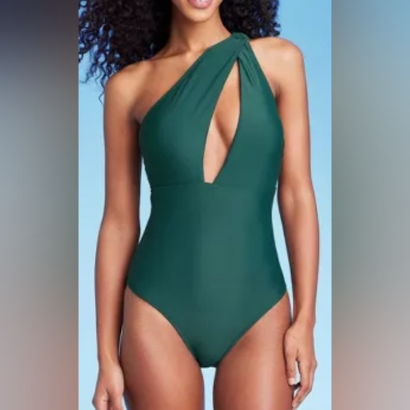 Shade & Shore Other - Shade & Shore Women's One Shoulder Plunge Cut Out One Piece Swimsuit